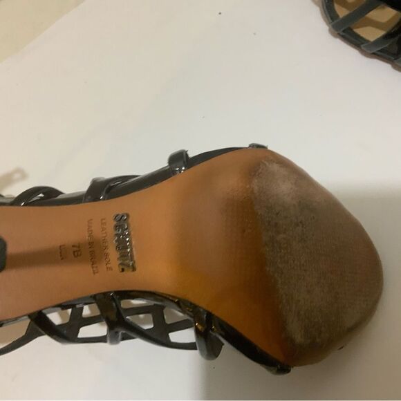 SCHUTZ Black Cage High Heel Stiletto Juliana Sandals 7 - Picture 6 of 10